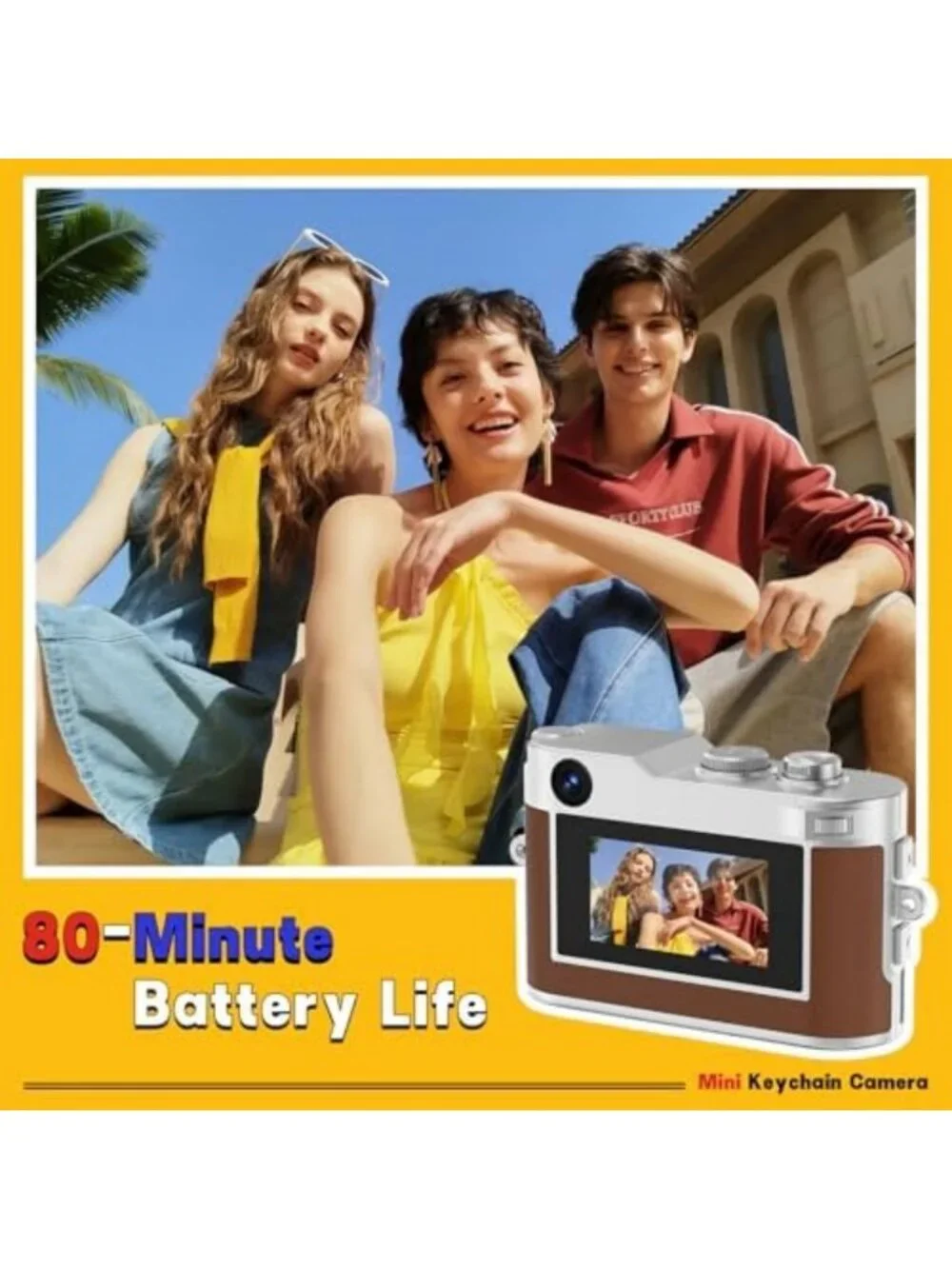 Retro Mini Keychain Camera - 1080P 2MP Pocket-Sized Vintage Bag Charm, Gift Idea